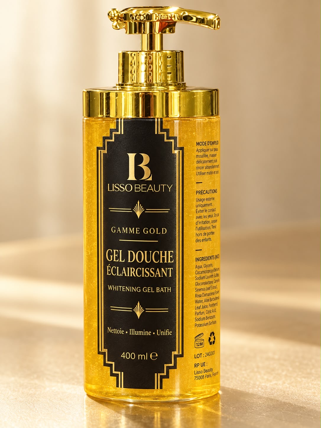 Gel douche éclaircissant gold